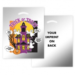 "Trick or Treat" Halloween Take Home Bags 12"x15" Reflective Silver (Custom)